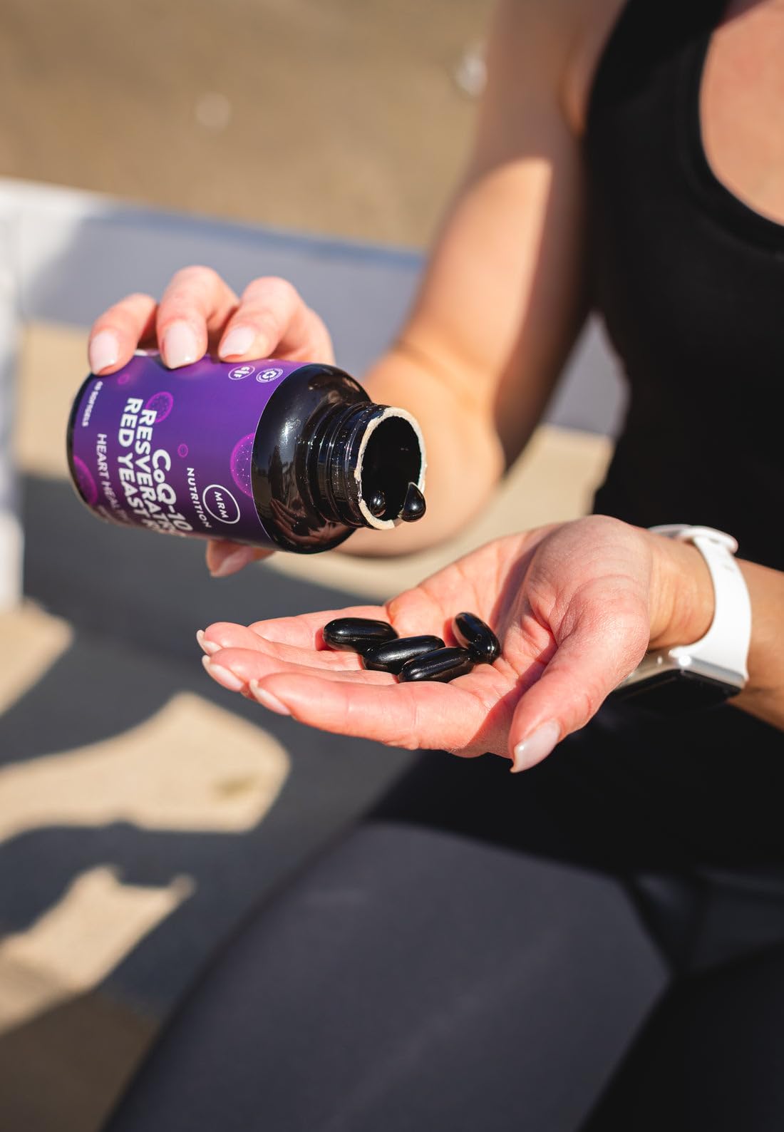 MRM bottle in daily wellness routine scene