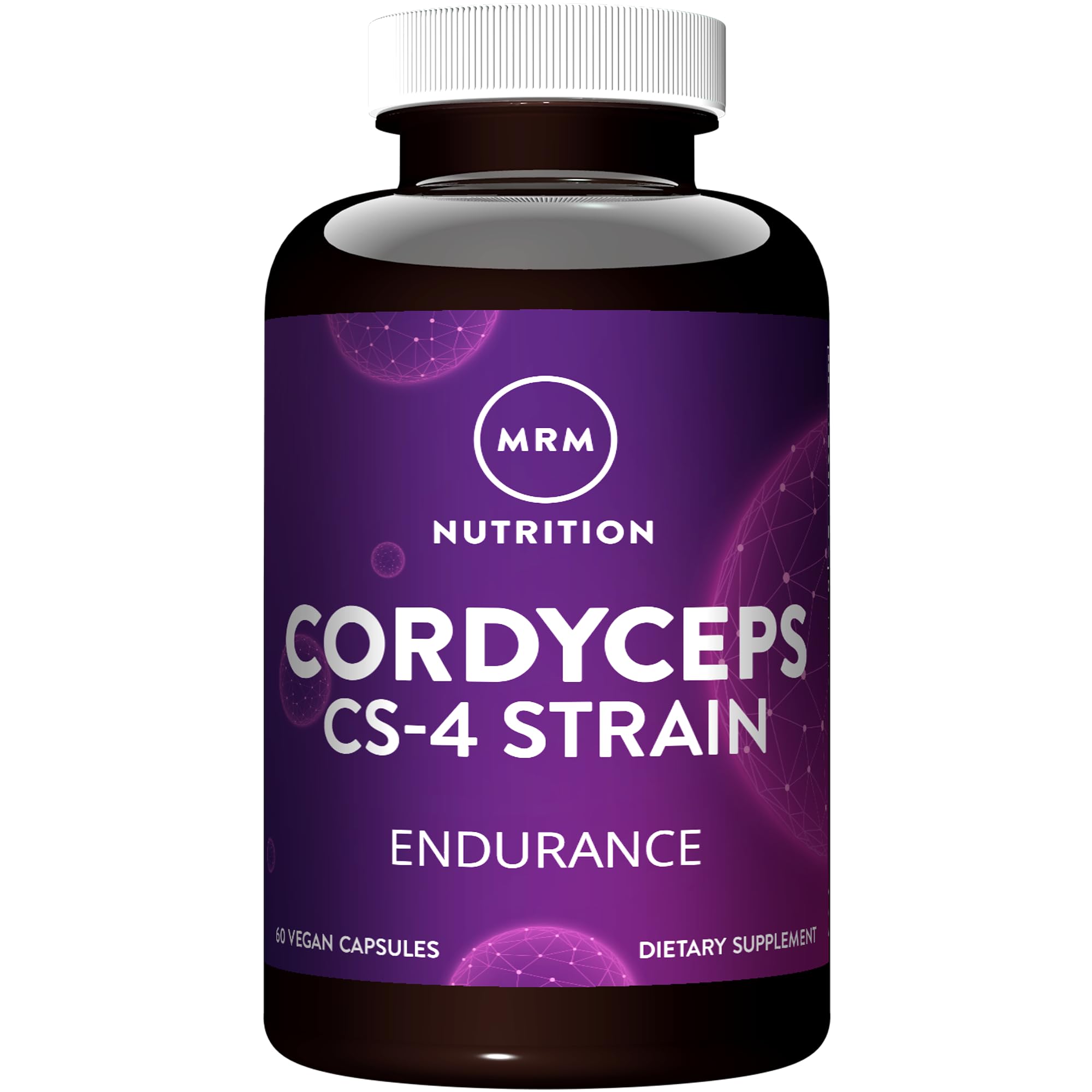 MRM Cordyceps CS-4 bottle emphasizes endurance support for active adults