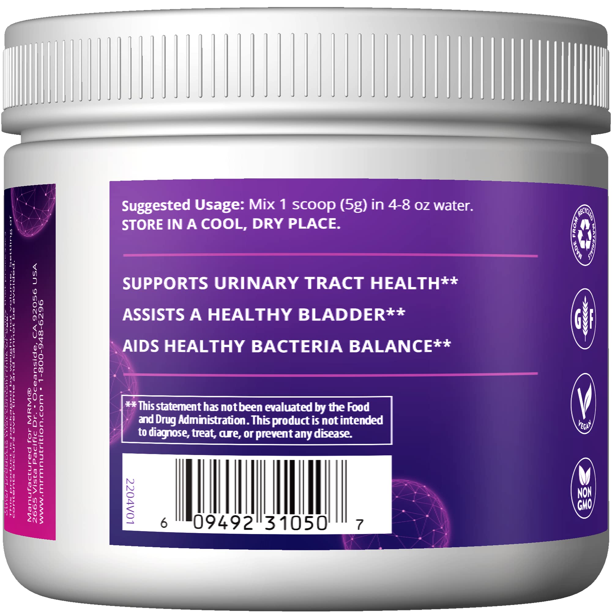 MRM Cranberry extract closeup highlights natural color and potential urinary health support.
