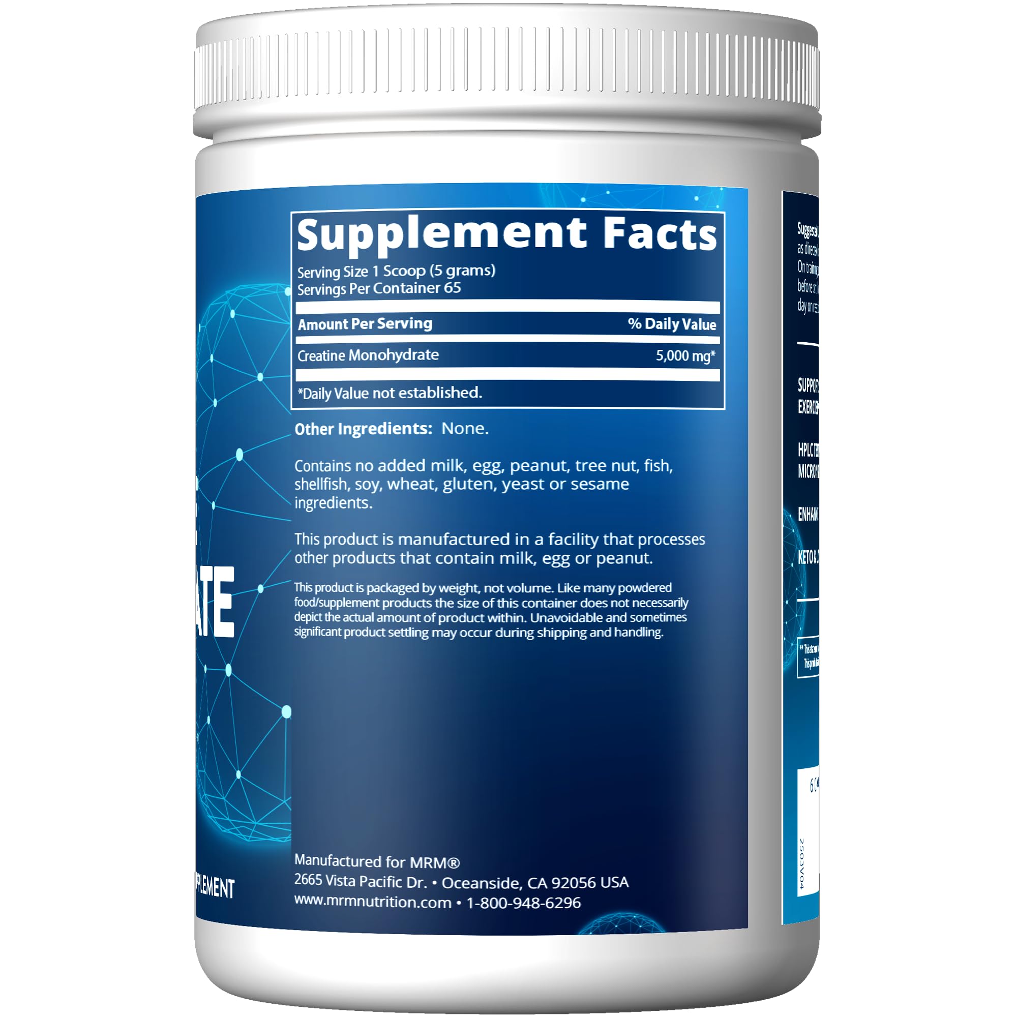 MRM Creatine Monohydrate Powder scoop illustrates convenient dosing for workouts
