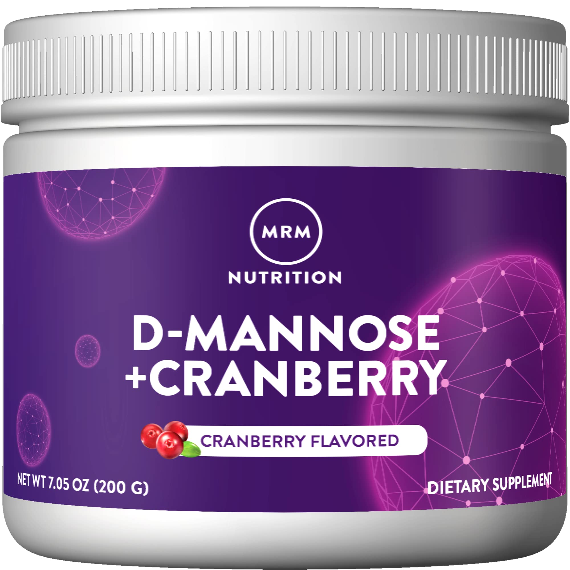 MRM D-Mannose Cranberry powder with scoop ready to mix for urinary health.