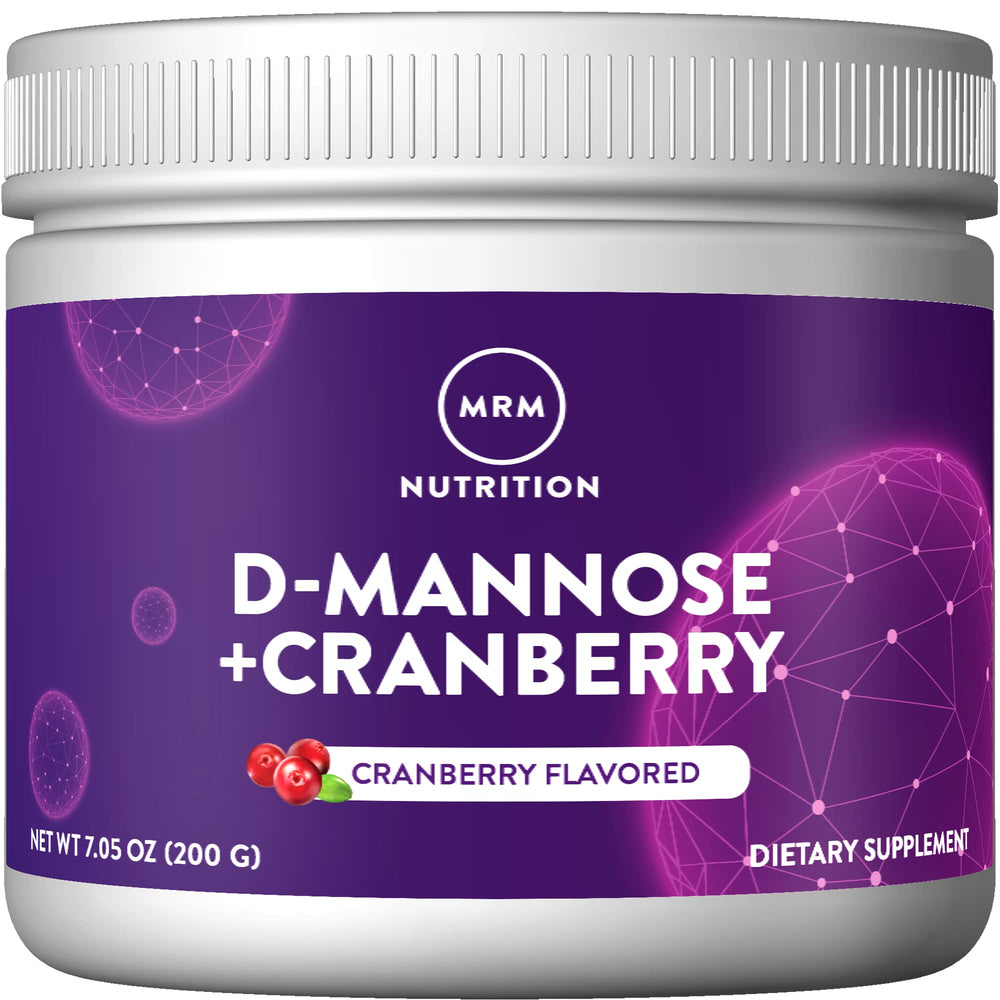 MRM D-Mannose Cranberry powder with scoop ready to mix for urinary health.