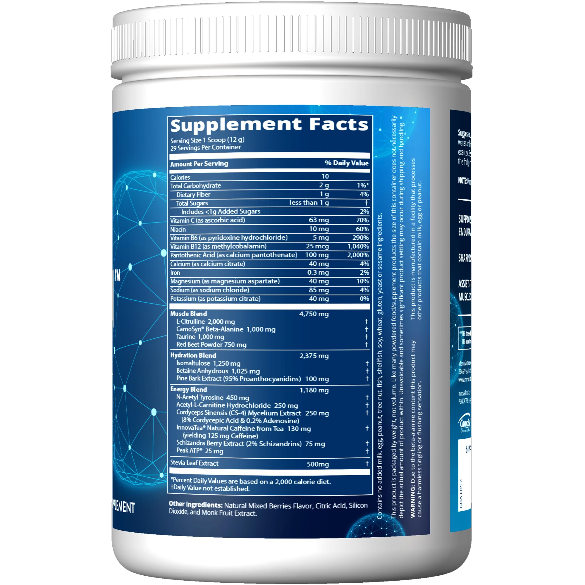 MRM Driven pre-workout mixed berry scoop highlights convenient serving for athletes seeking consistent energy
