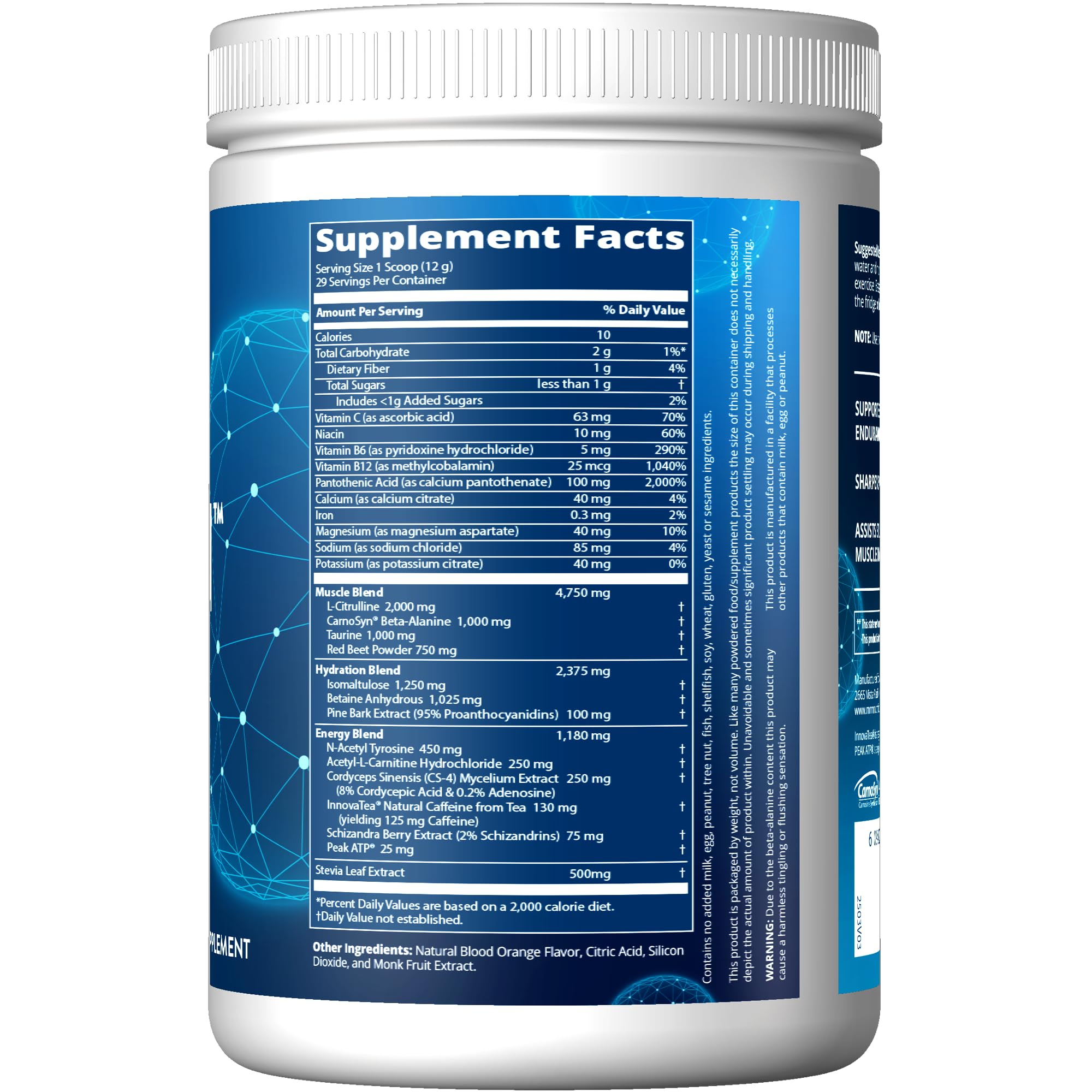 MRM Driven Pre-Workout powder scoop highlights precise serving.