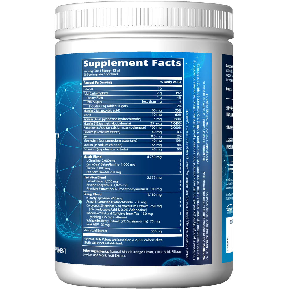 MRM Driven Pre-Workout powder scoop highlights precise serving.