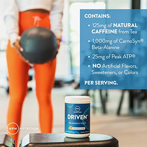 MRM Driven Pre-Workout vegan gluten-free icon displayed.