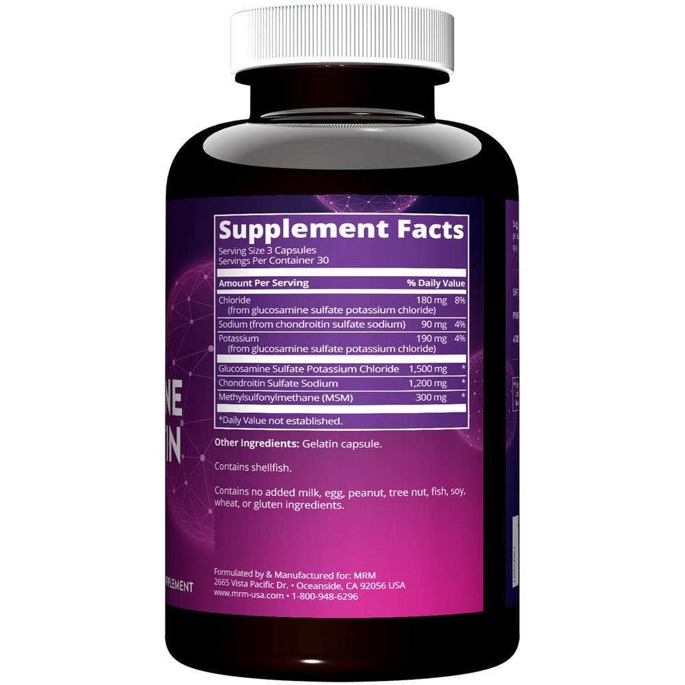 MRM capsules close-up showing supplement texture and potential joint support