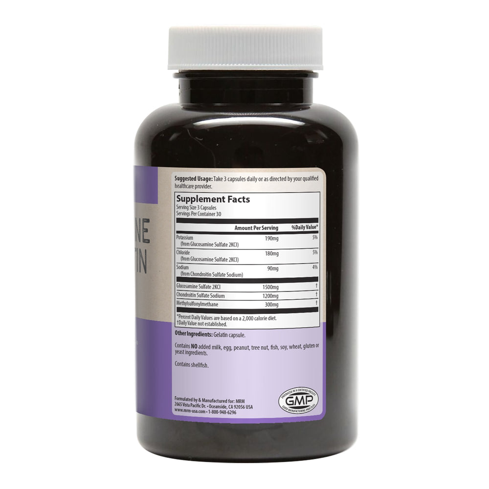 MRM label close-up highlighting quality and GMP certification