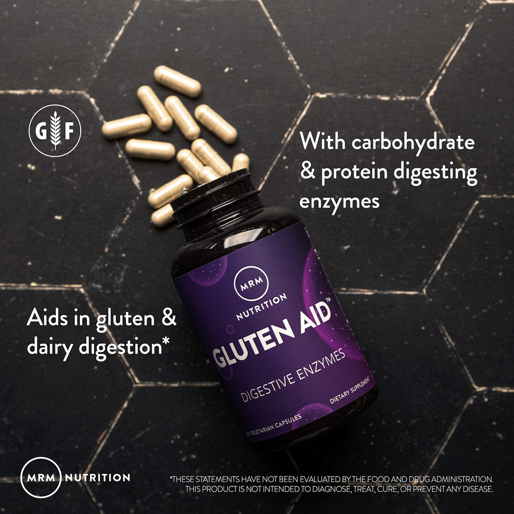 MRM Gluten-Aid packaging on shelf signaling gluten-free solution