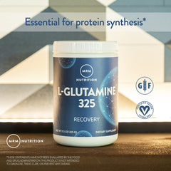 MRM L-Glutamine label highlights gluten-free and vegan certifications