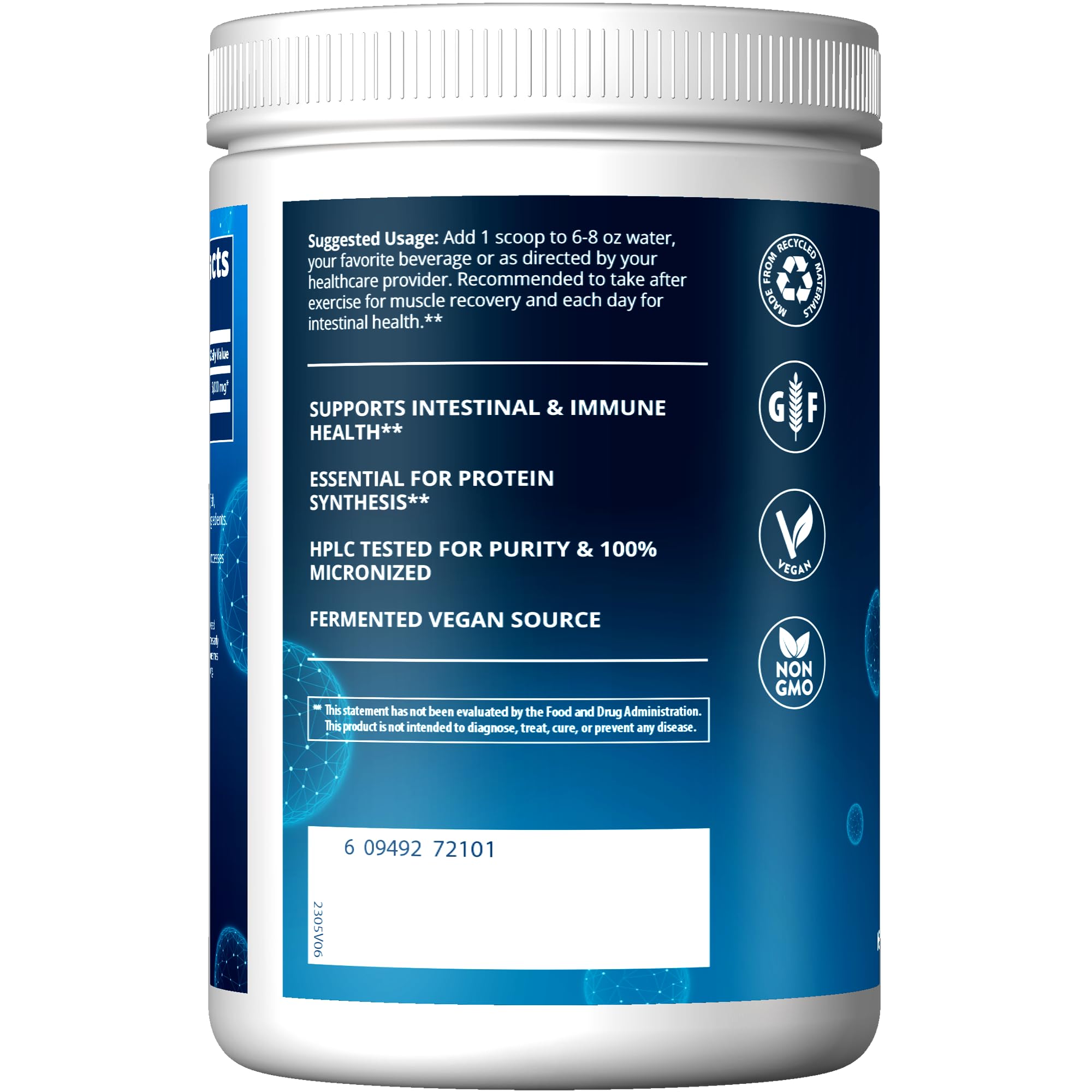 MRM L-Glutamine serving scoop suggests easy daily intake