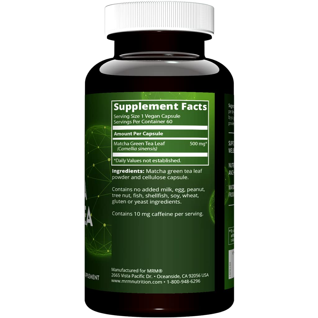 MRM Matcha packaging display highlighting convenient nutrient-rich capsules