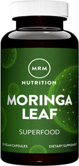 MRM Moringa Leaf Capsules bottle on a clean surface for daily wellness support