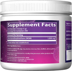 MRM MSM Crystals powder scoop ready for convenient morning mix.