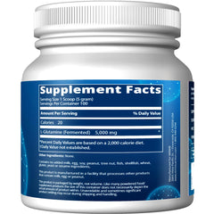 MRM L-Glutamine label close-up highlighting vegan fermented formula.