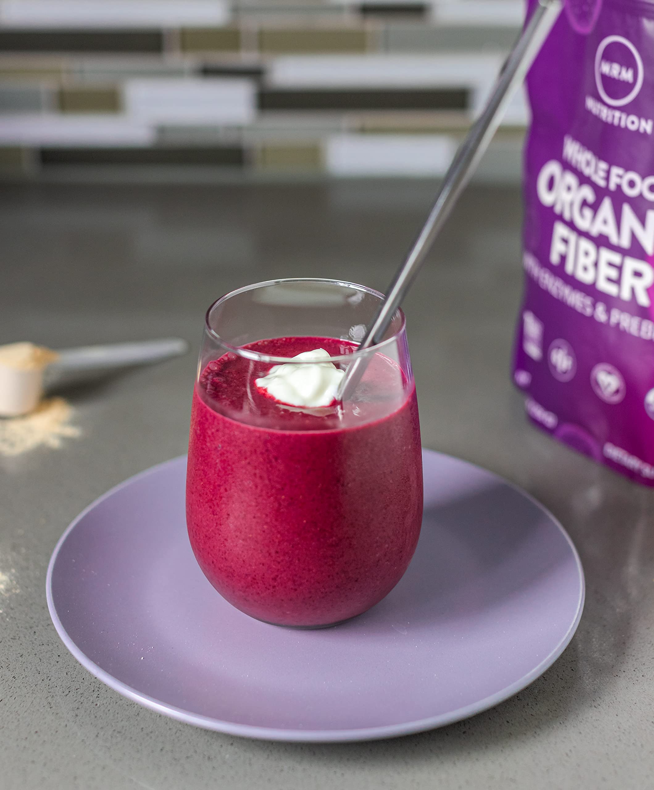 Label shows gluten-free, vegan, non-GMO, organic certifications