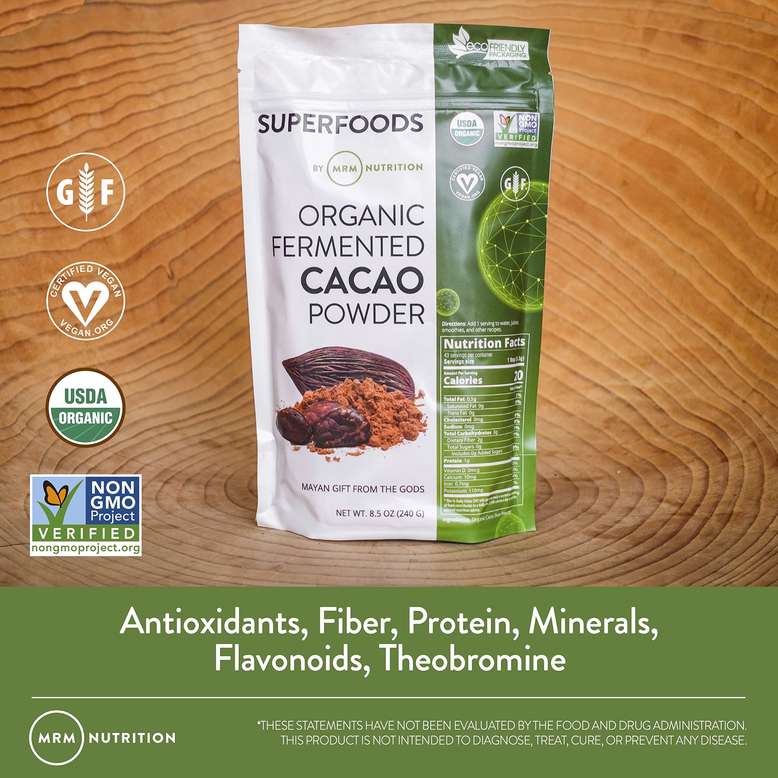 MRM Organic Fermented Cacao Powder in a smoothie for flavorful energy