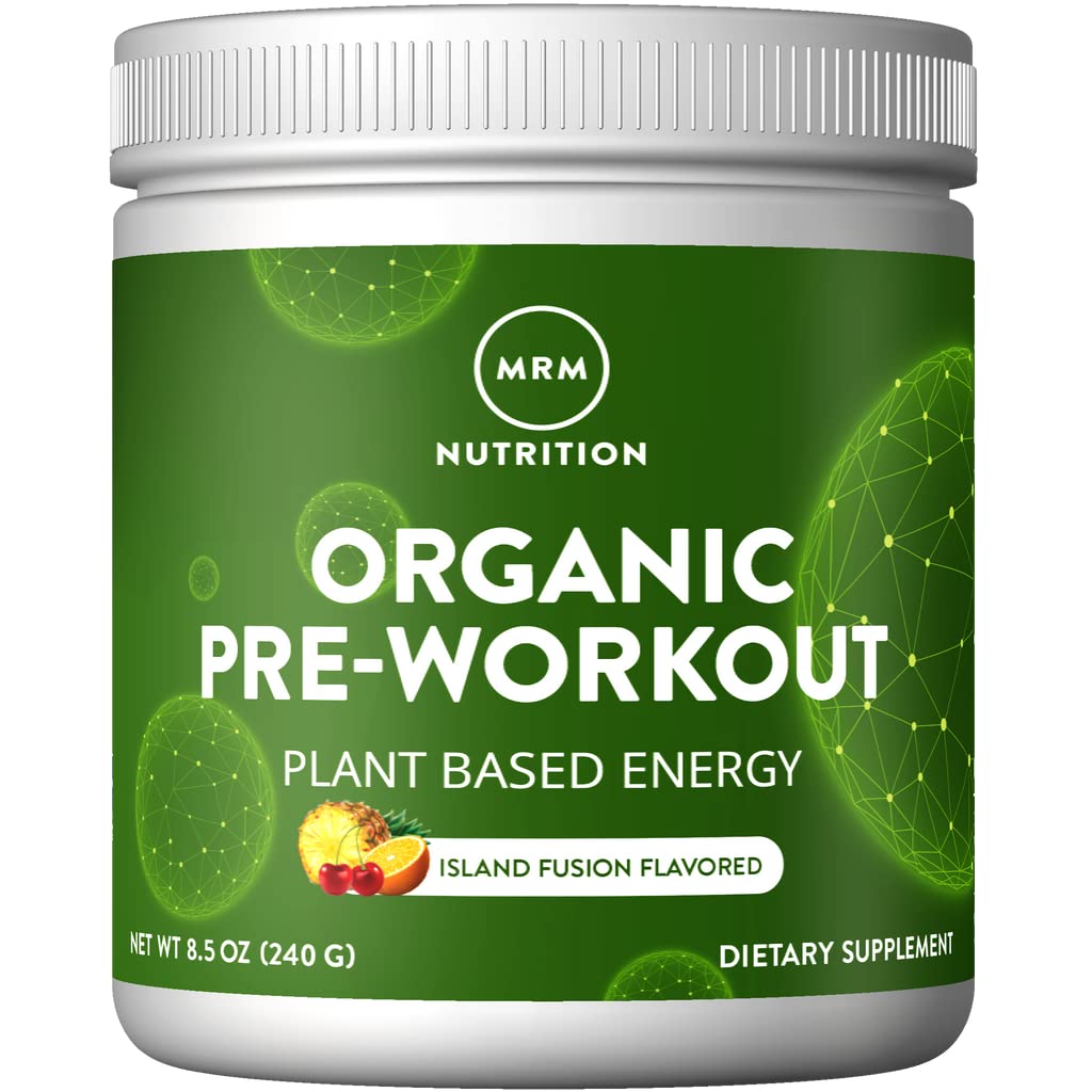 MRM Organic Pre-Workout Island Fusion bottle for clean energy and focus.