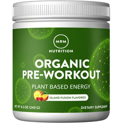 MRM Organic Pre-Workout Island Fusion bottle for clean energy and focus.