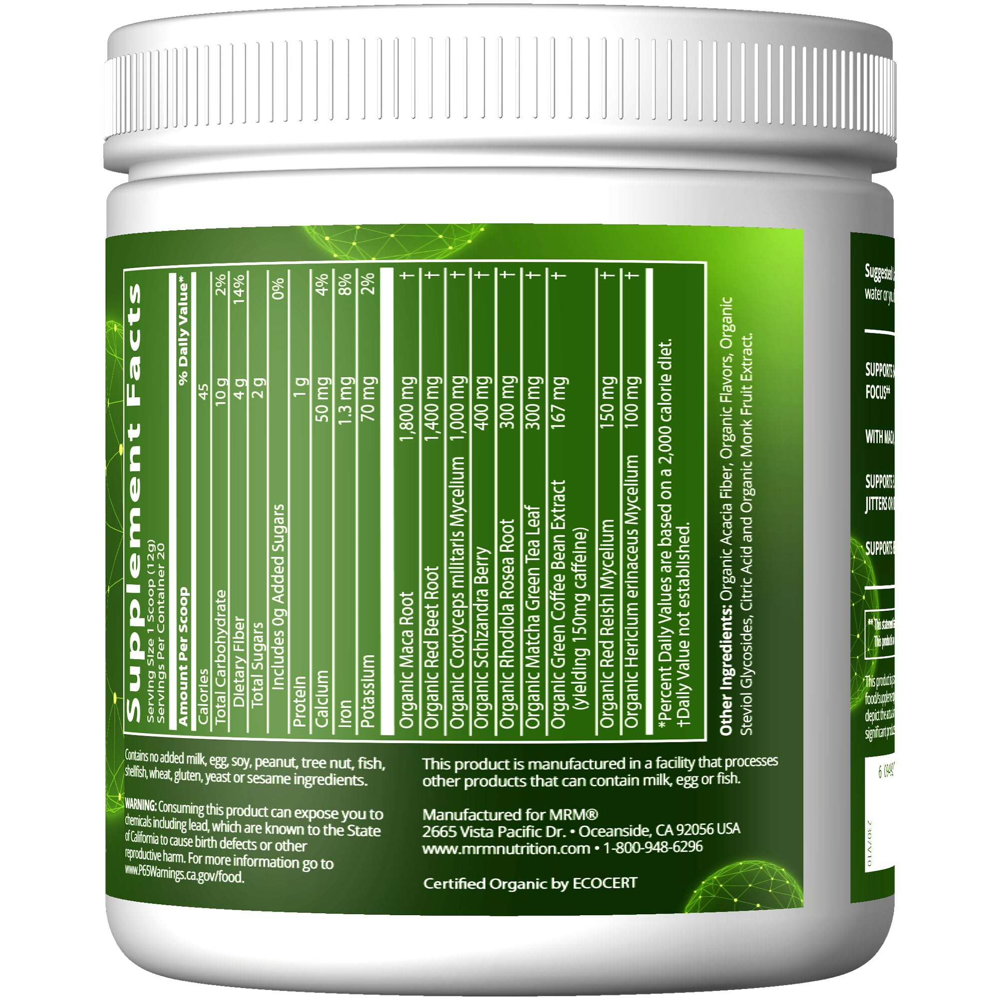 MRM Island Fusion scoop beside the can for easy pre-workout dosing.