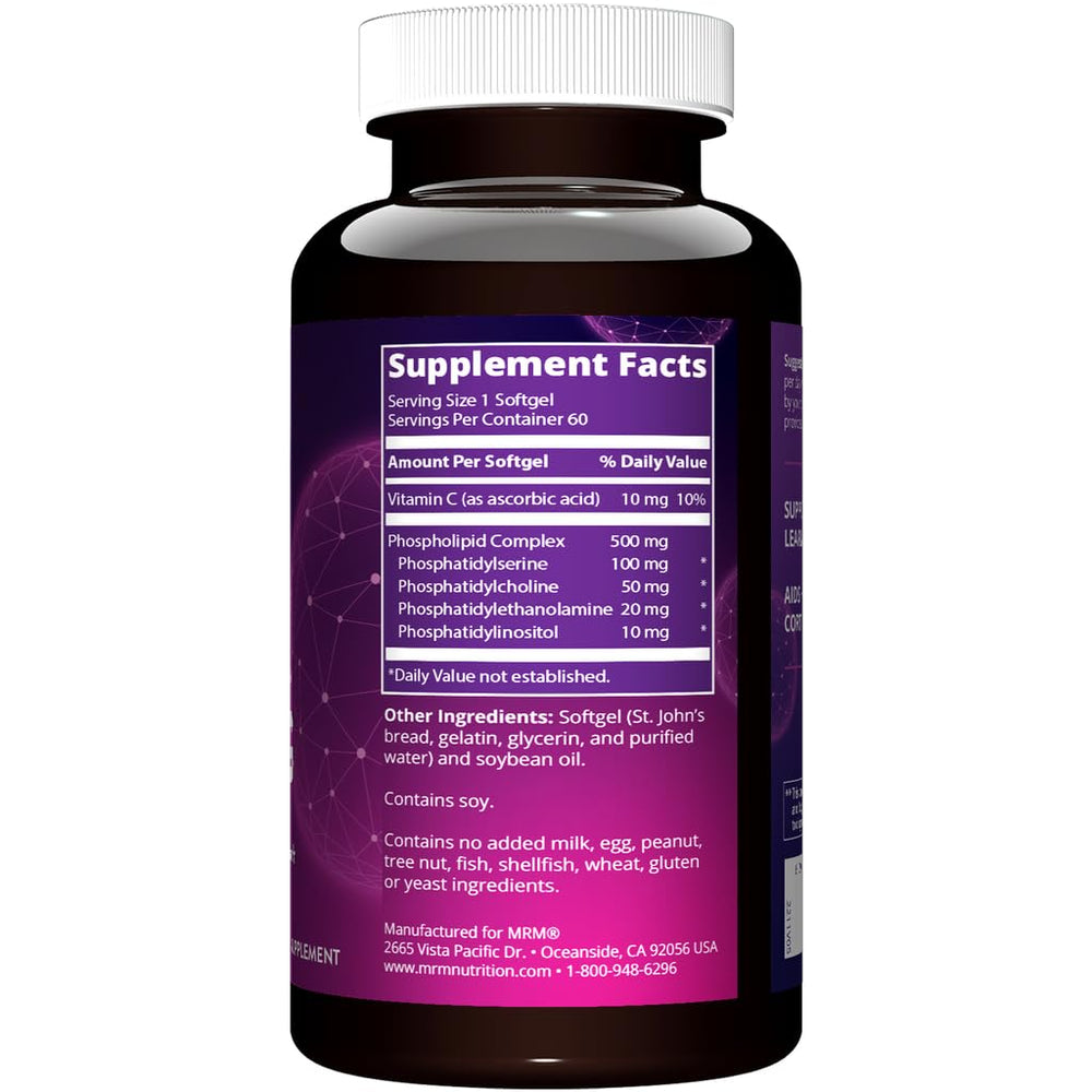 Close-up of MRM PS 100mg capsules for easy daily supplementation.