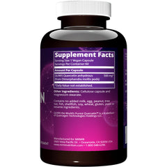 MRM Quercetin capsules closeup highlighting easy-to-swallow capsules for daily support.
