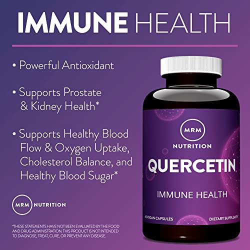 MRM Quercetin daily capsule use beside a glass of water for routine convenience.