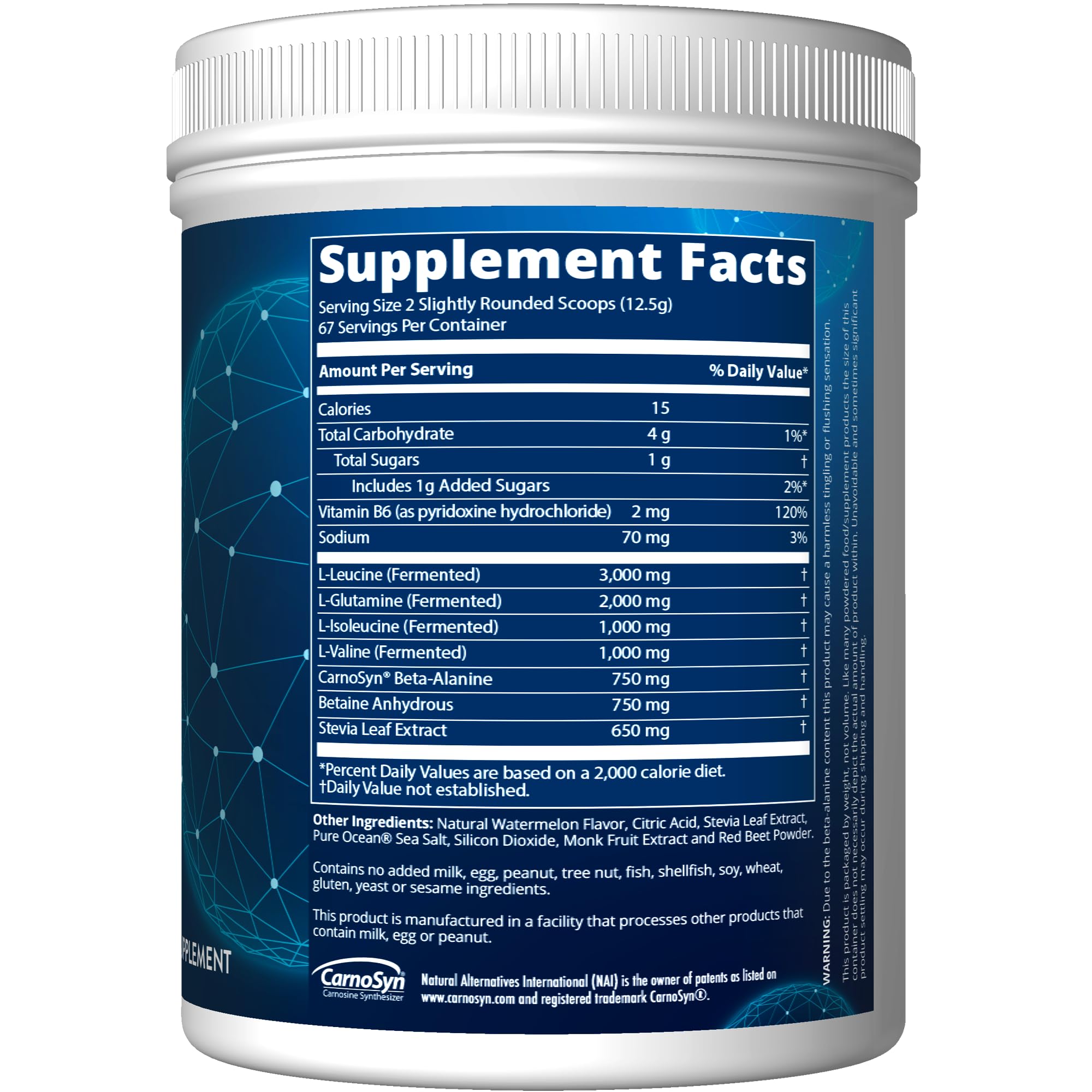 MRM Reload post-workout shake in glass highlighting amino acid blend for recovery.