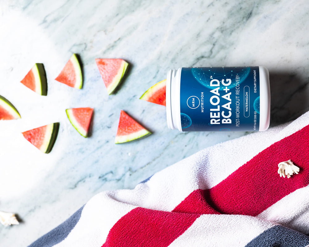 MRM Reload watermelon flavor shake refreshing option for post-training recovery.