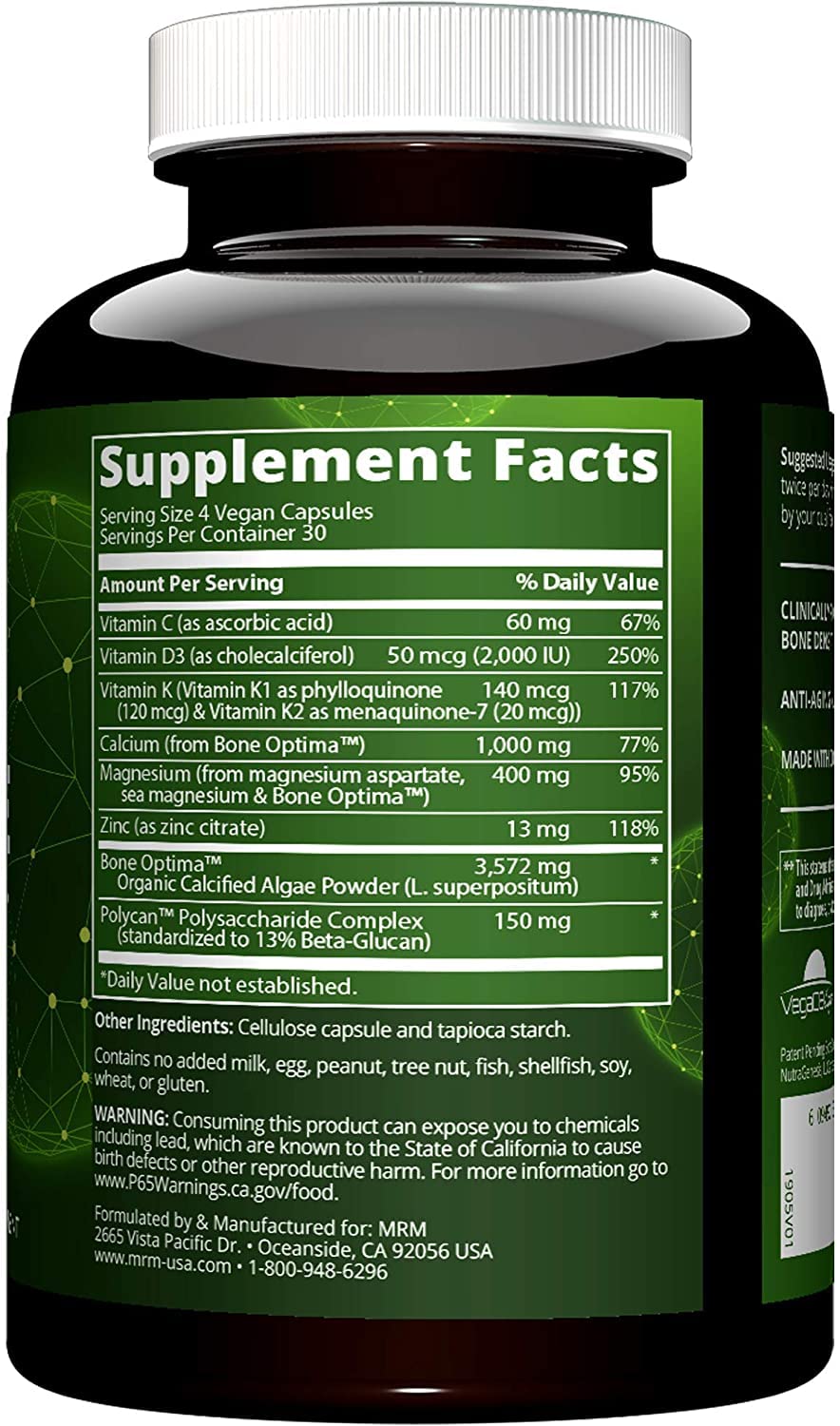 MRM Bone Maximizer capsules closeup showing vegan capsules