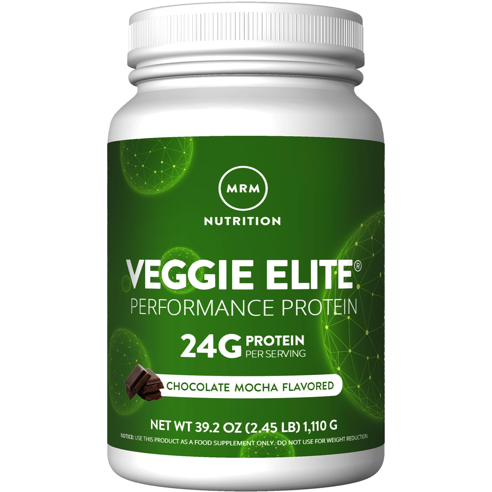 MRM Veggie Elite Performance Protein chocolate mocha front bottle ready for daily plant-based protein