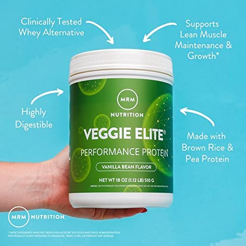 MRM Veggie Elite Performance Protein prepared shake in glass showing creamy texture and chocolate mocha flavor