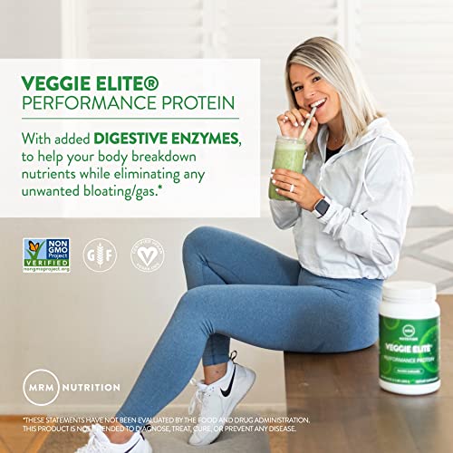 MRM Veggie Elite Protein Vanilla Bean powder with smooth vanilla flavor and easy mixing.