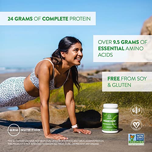 MRM Veggie Elite Protein Vanilla Bean servings—30 servings for versatile meal replacements.