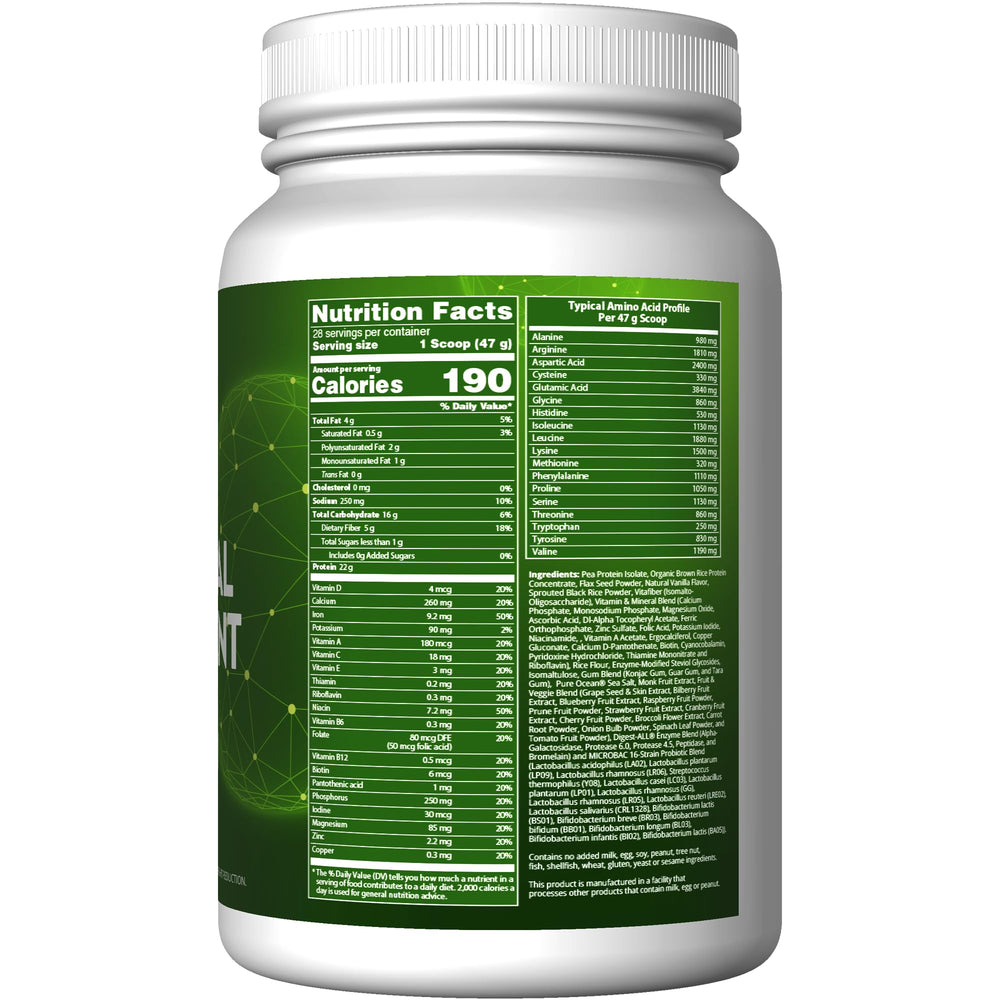 MRM Veggie Meal Replacement Vanilla Bean scoop showing convenient plant protein mix.