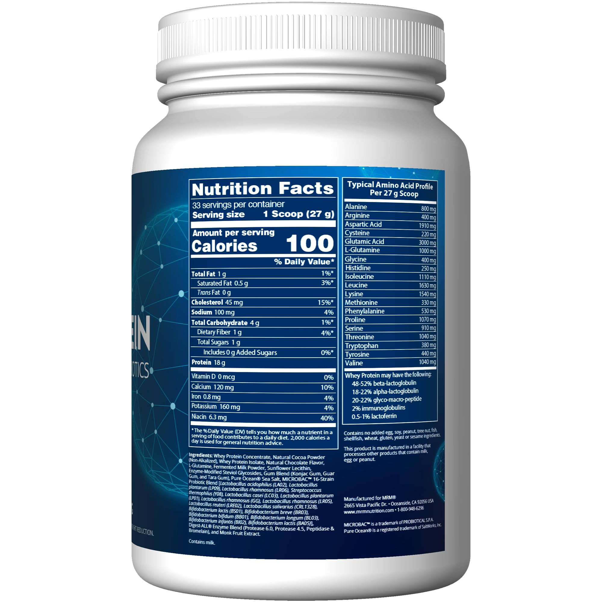 MRM Whey Protein Chocolate powder scoop demonstrates quick mixability for post-workout fueling.