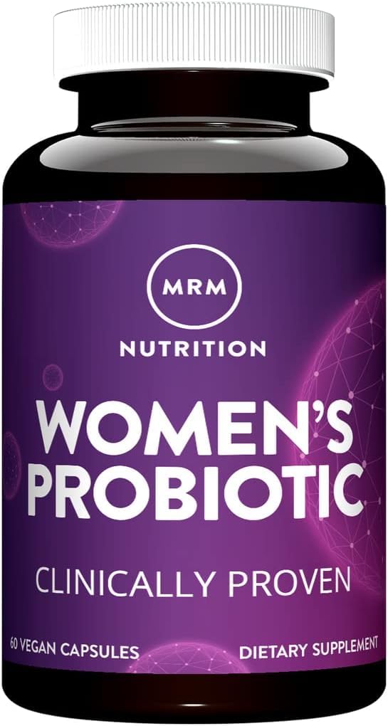 MRM Women’s Probiotics bottle front view highlighting shelf-stable formula for gut support