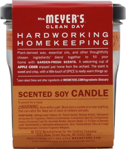 Soy wax base in Mrs. Meyer's Apple Cider candle for relaxed evenings.