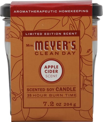 Mrs. Meyer's Apple Cider candle with a lead-free wick for clean fragrance.
