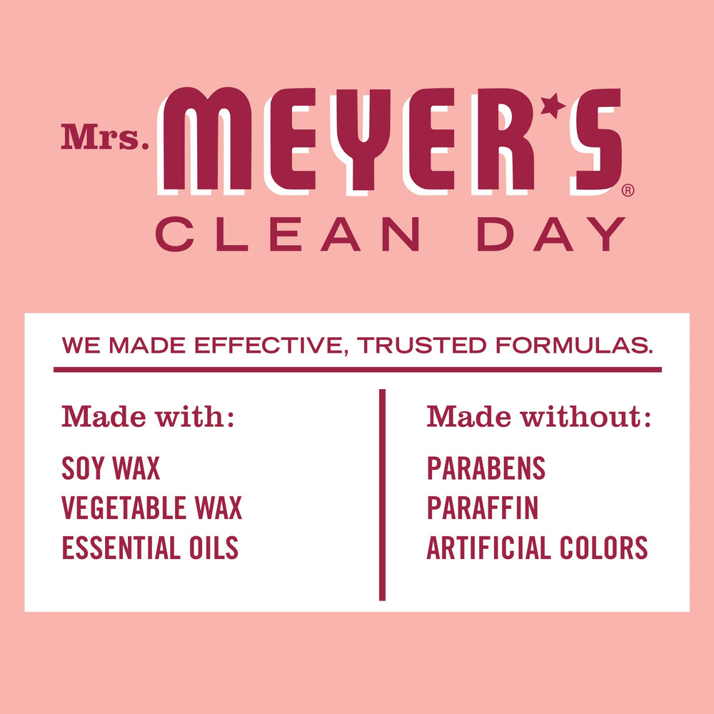 Mrs. Meyer's Rose candle uses essential oils for natural aroma.