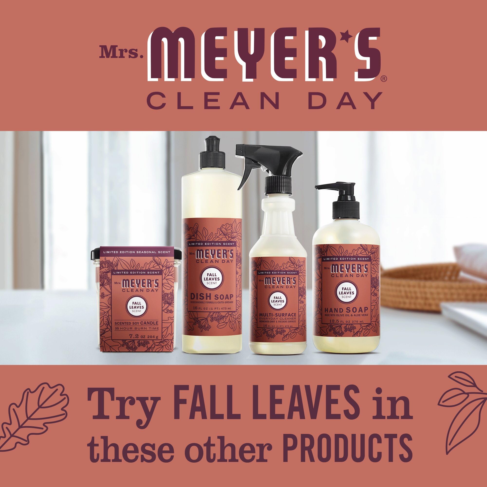 Mrs. Meyer’s Fall Leaves packaging shows gift-ready presentation