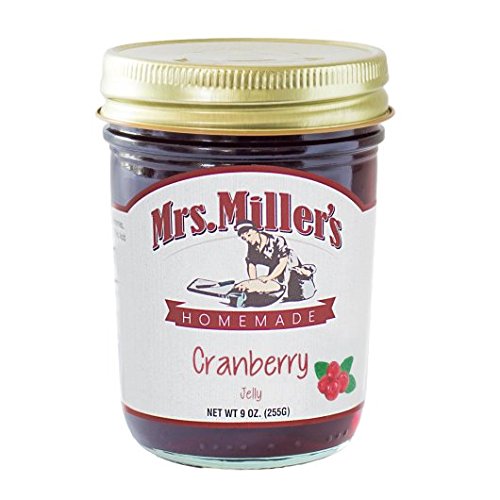 Mrs. Miller's Cranberry Jelly label close-up highlighting timeless homemade flavor for toast