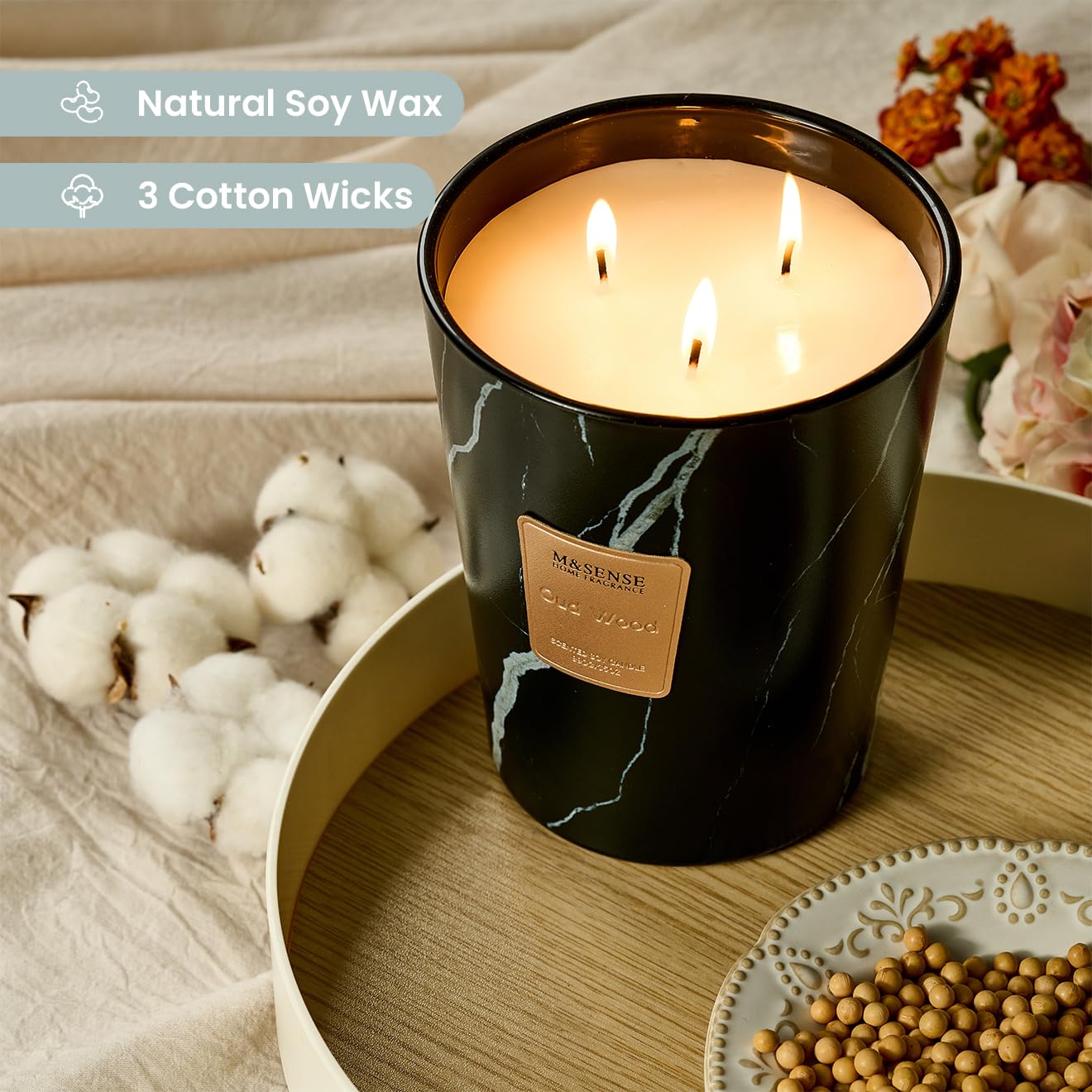 M&SENSE 150-hour burn time candle suitable for long evenings.