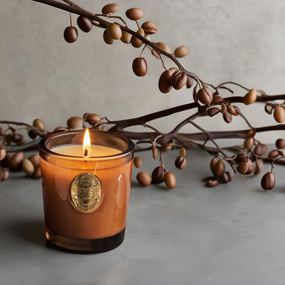 M&SENSE candle creating cozy bedroom or office ambience