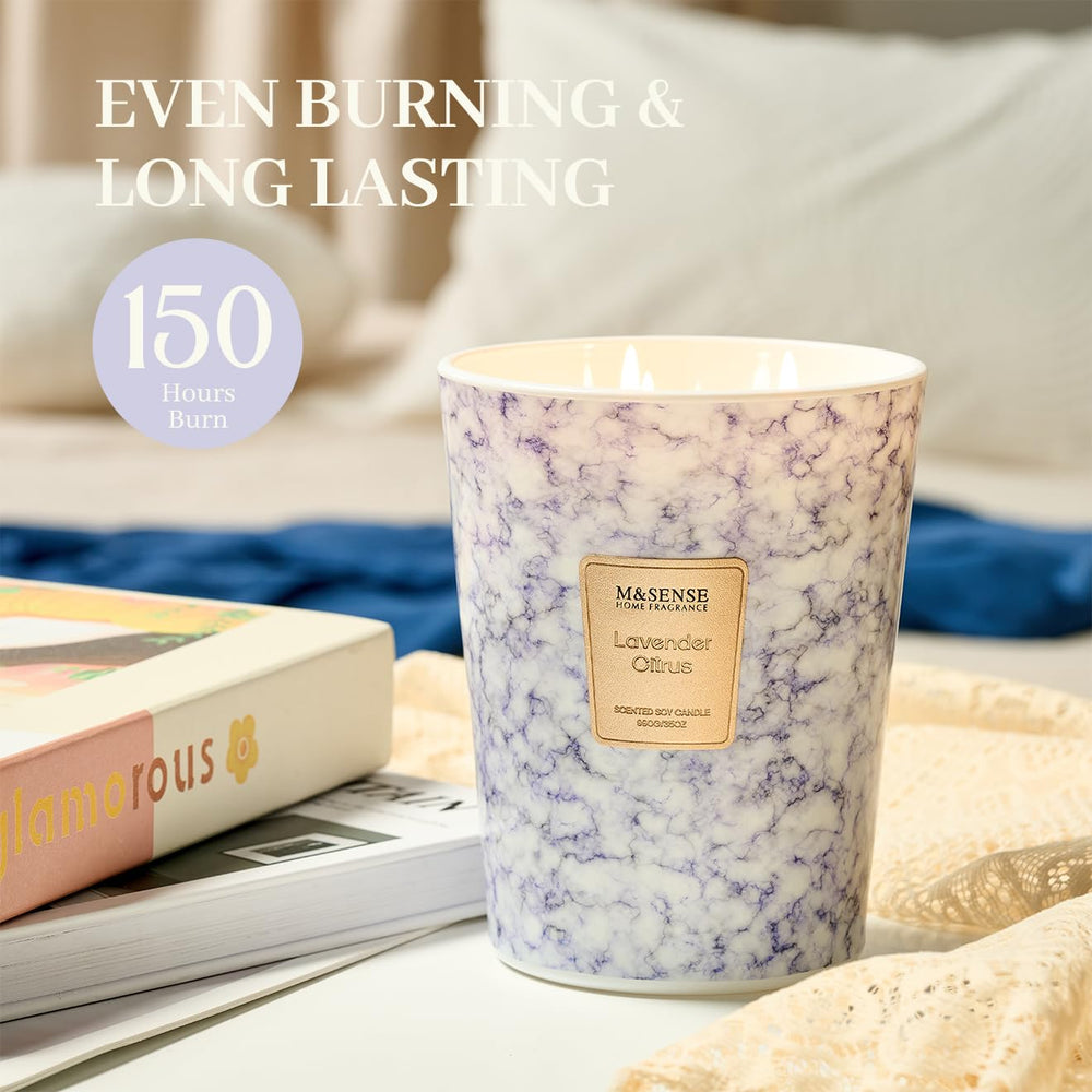 Rich lavender citrus notes create a calming atmosphere for meditation or yoga.