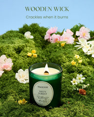 Close up of the crackling wood wick delivering soothing ambience