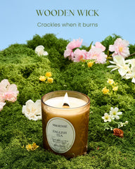 M&SENSE English Tea Soy Candle matte jar closeup highlights elegant design.