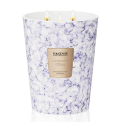 M&SENSE extra-large lavender citrus candle in a 35oz jar with 3 wicks for vibrant scent.