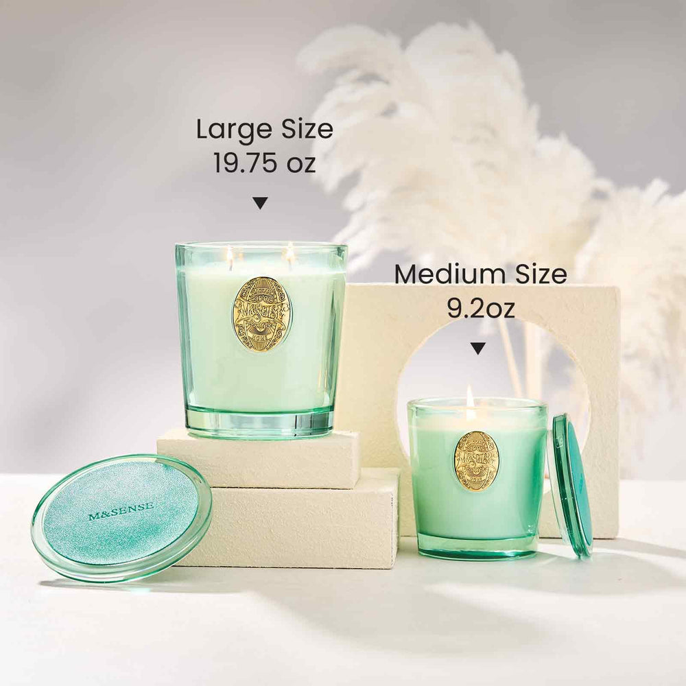 MSENSE candle packaging styled for gifting.