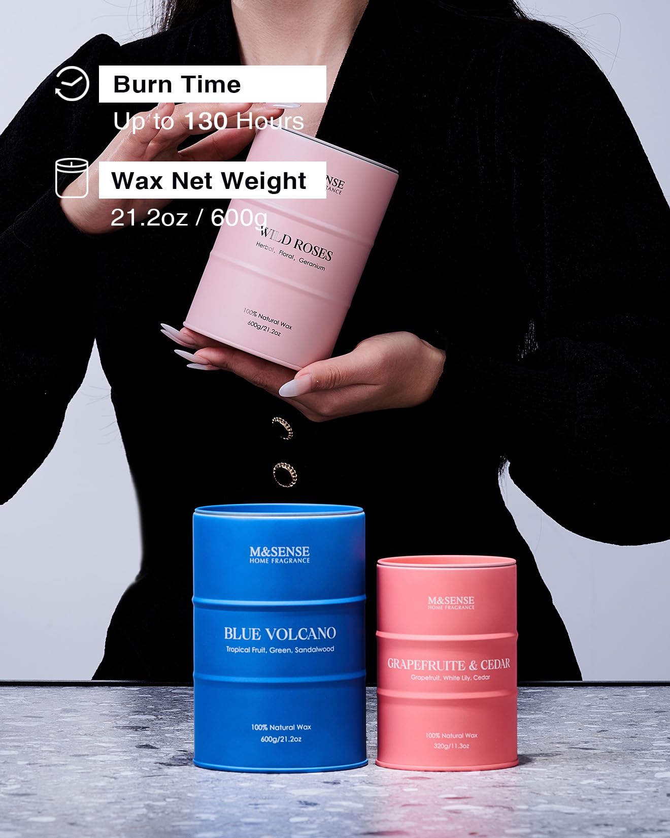 Eco-friendly packaging with recyclable materials for M&SENSE Lilac Blossom candle.
